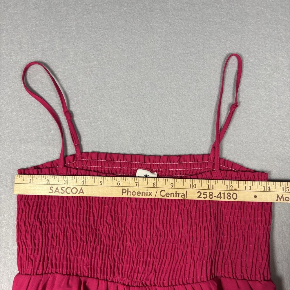 Paper Crane Tank Top Pink Smocked Bust Tiered Babydoll Strap Size Medium Y2K - Picture 4 of 9